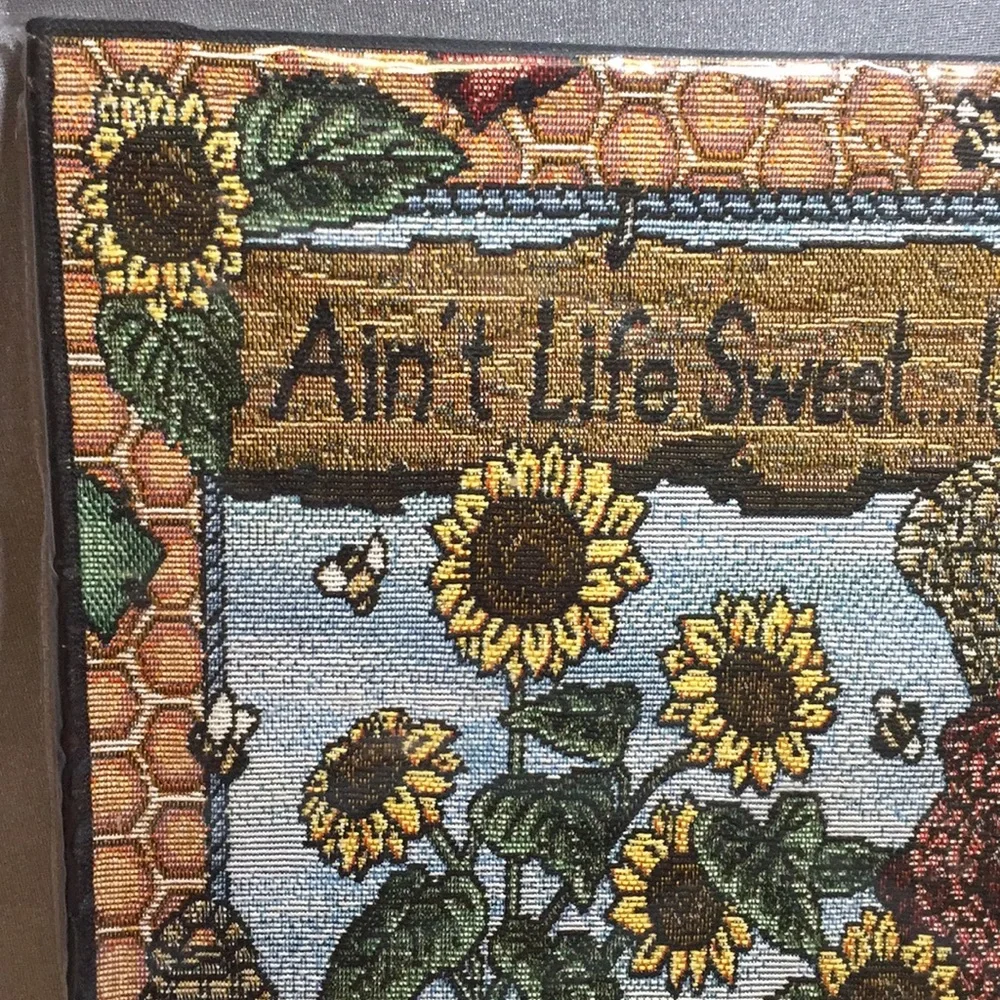 Vintage Y2K Boyds Bears Ain’t Life Sweet Tapestry Wall Calendar With Sunflowers